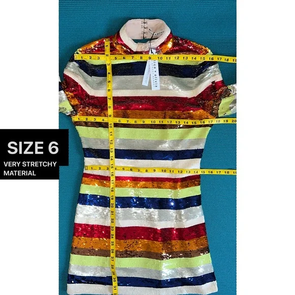 Alice + Olivia Mailynn Sequin Striped Multicolored Mini Dress - Picture 12 of 16